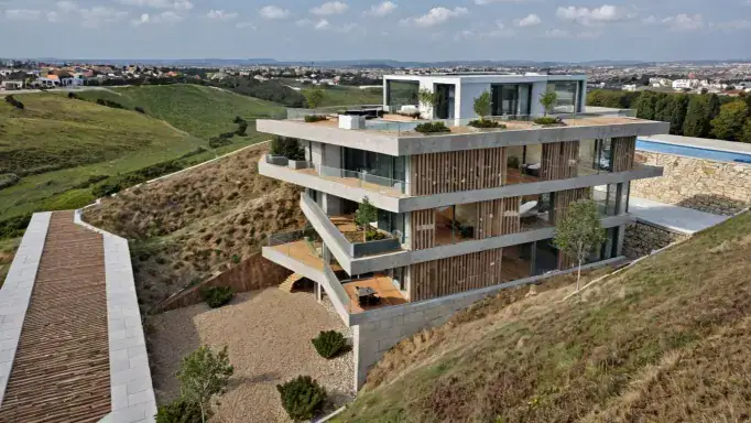 Investment Land in Tbilisi – Architectural render of residential project on investment land in Tbilisi with modern facade.