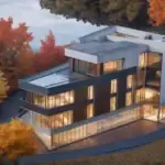 Real estate investment projects in Tbilisi: Architectural render of premium commercial investment property with modern glass facade and rooftop terraces in Tbilisi