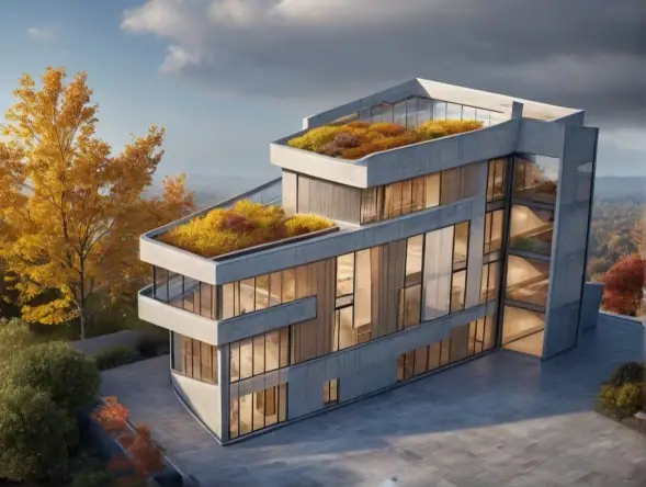 Georgia property investing: “LD Estates building designed with Georgian real estate tax optimization in mind — rooftop terrace, passive design, and ROI-enhancing structure”
