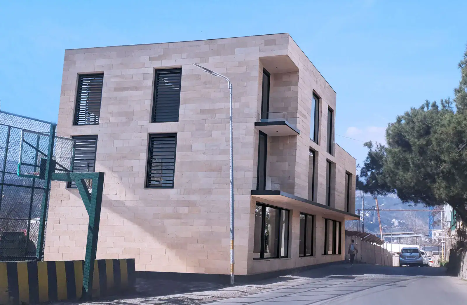 Tbilisi Real Estate Project Update – Travertine facade render of investment property in tbilisi - Commercial property for sale