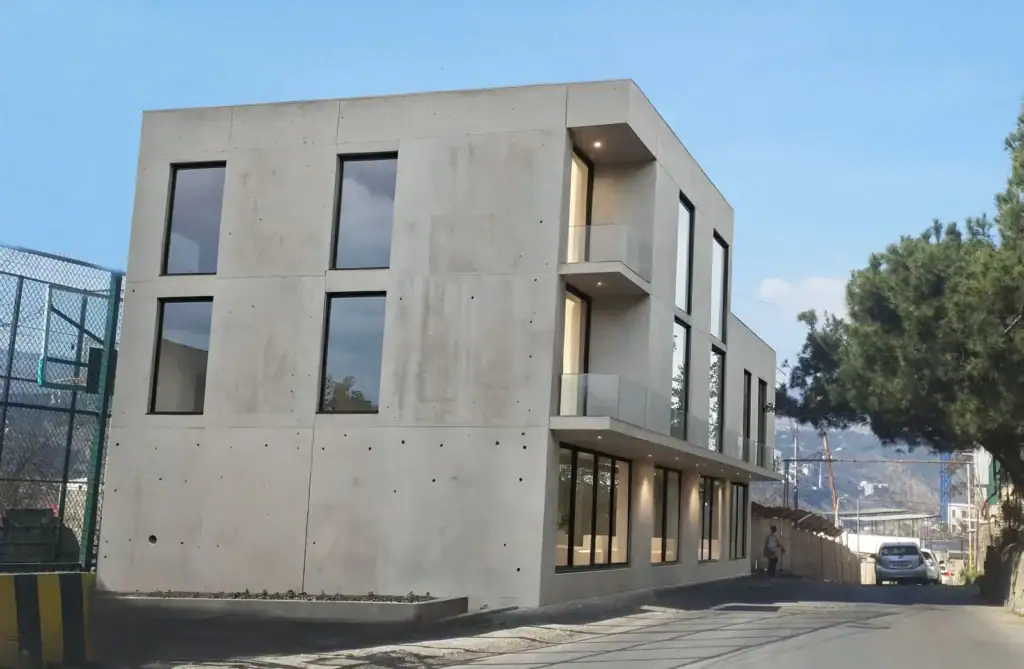 Investment building with concrete facade. Render of investment property in tbilisi - Commercial real estate for sale