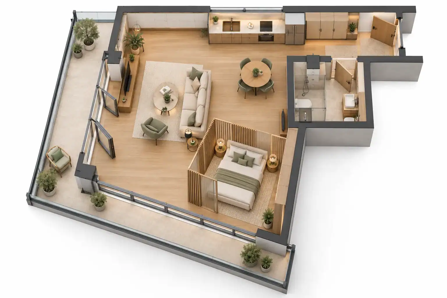 Apartment 1 fit-out concept.