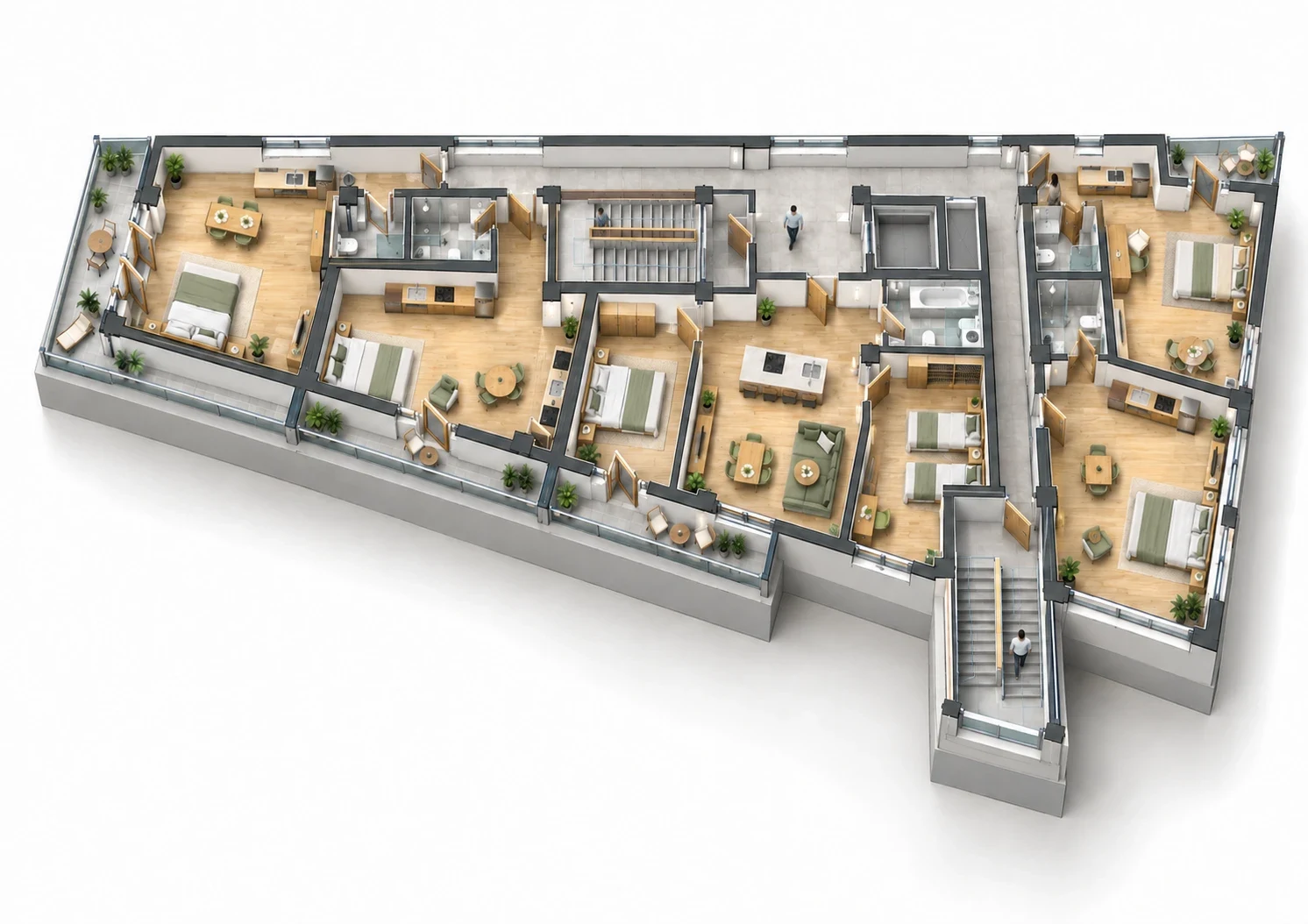 Illustrative third-floor arrangement: apartments 7 to 11